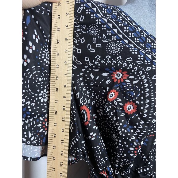 BloomChic Bandana Print Belted Pocket Surplice Neck Romper Black Size 26 NWT - Picture 12 of 16